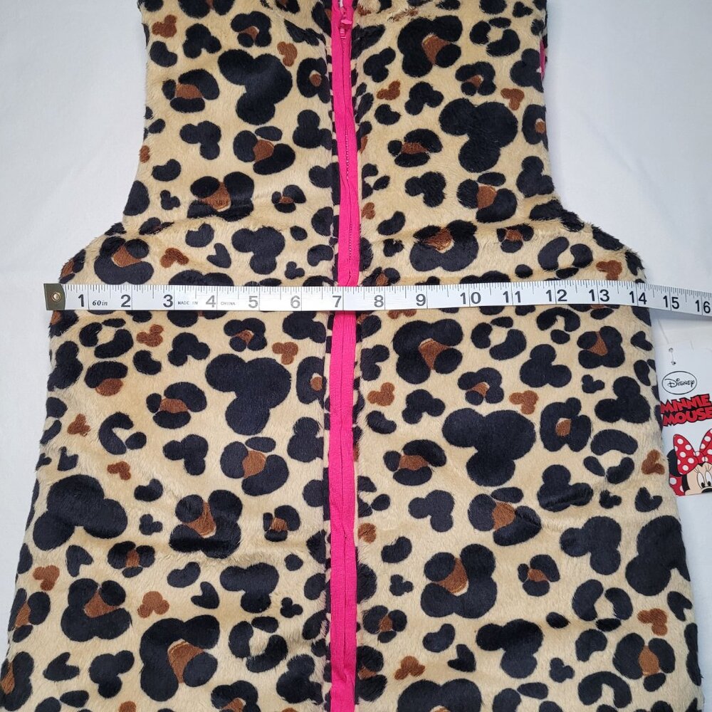 Disney Minnie Mouse Girls Leopard Print Puffer Vest Full Zip 10/12 Streetwear - Picture 3 of 9